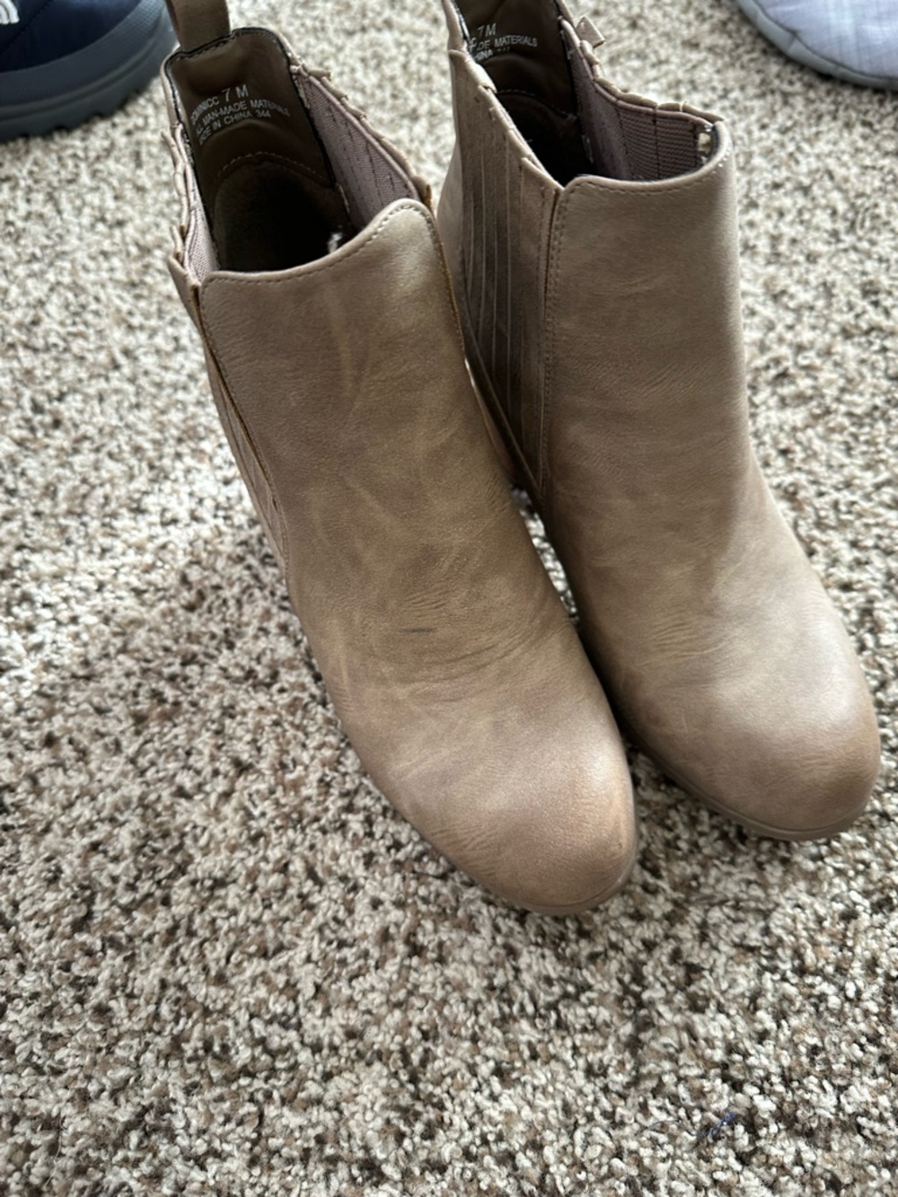 Madden Girl Taupe Slip-On Chelsea Ankle Booties